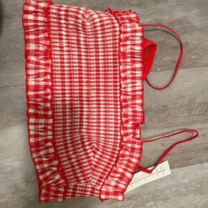 NWT - Colsie Red and White Checkered Gingham Bandeau Bralette